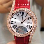 Swiss Replica Piaget Limelight Gala 32 MM Red Leather Rose Gold Diamond Case Women's Quartz Watch